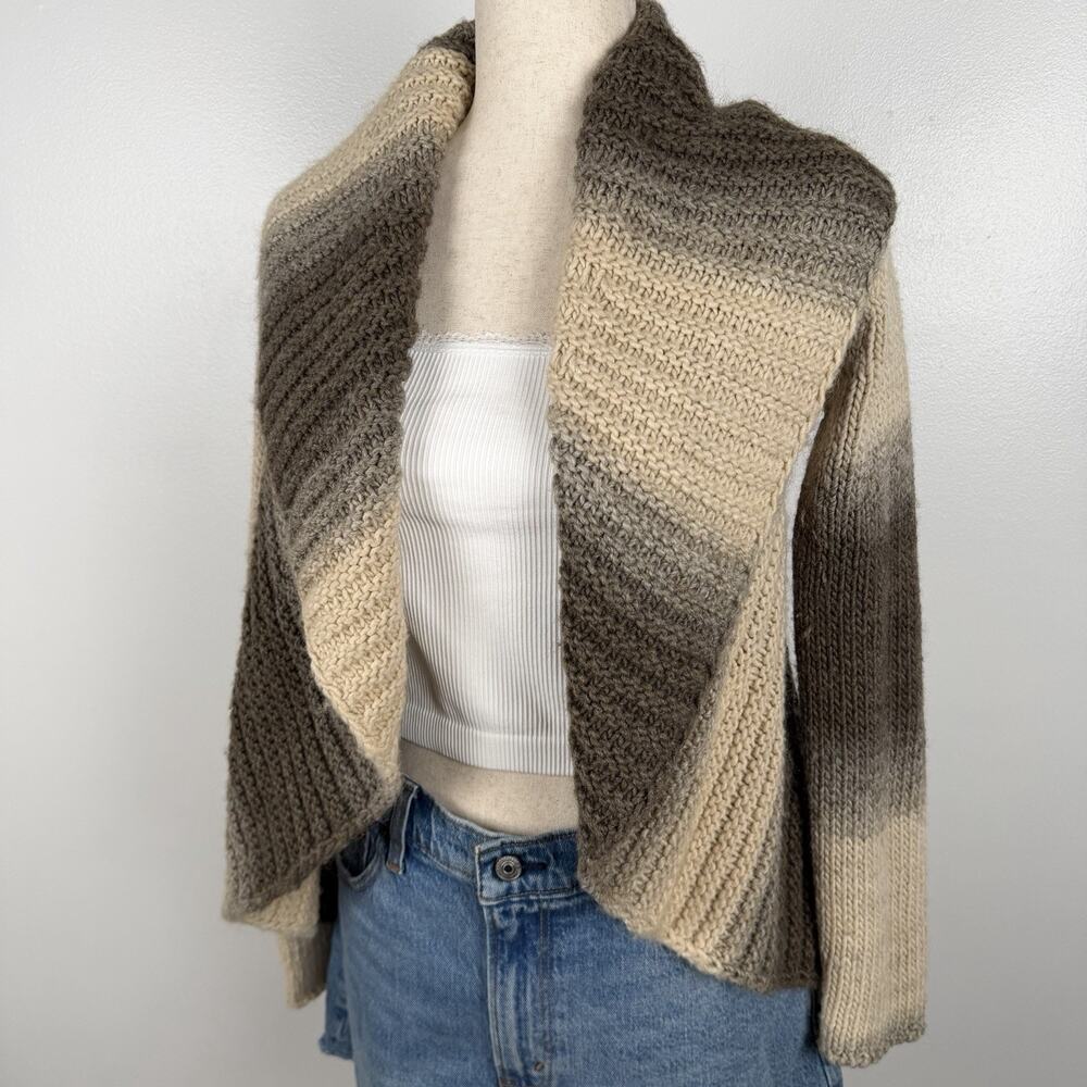 Silvia Novelli Made in Italy Wool Alpaca Ombre Open Front Cardigan Small